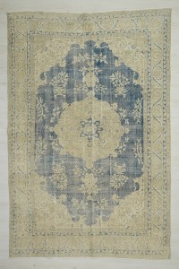 Beige Navy Blue Oushak Rug 7x10 Feet 209,313 - Oushak Rug $i
