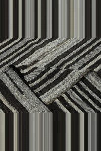 Black And Gray Stripe Turkish Kilim Rug 6x10 Feet  193,314 - Grey Turkish Rug  $i
