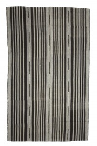 Grey Turkish Rug Black And Gray Stripe Turkish Kilim Rug 6x10 Feet  193,314
