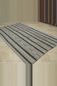 Black And Gray Turkish Kilim Rug 6x10 Feet 190,308 - Grey Turkish Rug $i