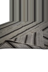 Black And Gray Turkish Kilim Rug 6x10 Feet  190,308 - Grey Turkish Rug  $i