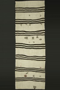 Turkish Rug Runner Black And White Hemp Kilim Rug 3x10 Feet  101,303