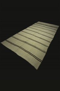 Black And White Modern Hemp Kilim Rug 6x11 Feet 182,338 - Turkish Hemp Rug $i