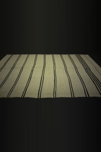 Black And White Modern Hemp Kilim Rug 6x11 Feet 182,338 - Turkish Hemp Rug $i