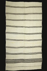 Turkish Hemp Rug Black And White Modern Hemp Kilim Rug 6x11 Feet  182,338