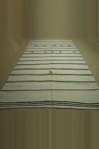 Black And White Modern Turkish Hemp Kilim rug 7x12 Feet 226,375 - Turkish Hemp Rug $i