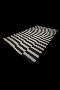 Black And White Morroccon Style Turkish Kilim Rug 8x12 Feet 227,365 - Turkish Natural Rug $i