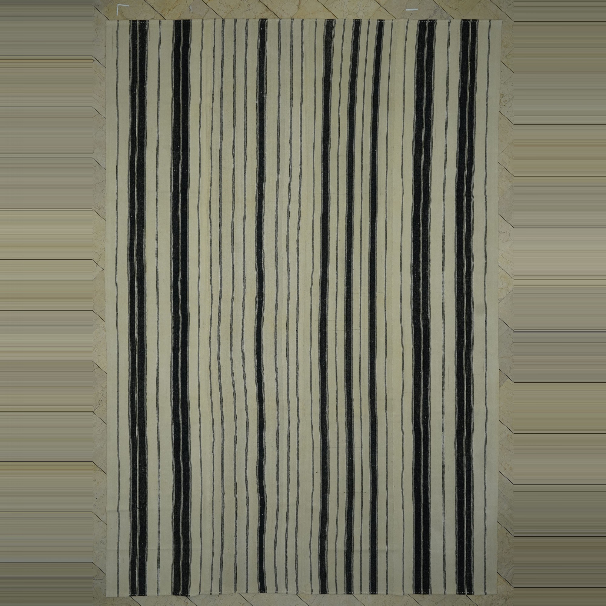 Black And White Oversized Turkish Wool Kilim Rug 10x15 Feet  313,470 - Turkish Natural Rug