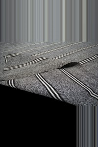 Black and White Striped Gray Kilim Rug 7x10 Feet 207,294 - Grey Turkish Rug  $i