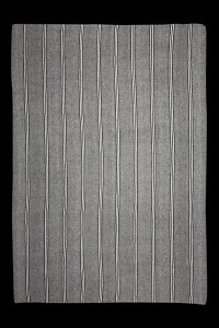 Grey Turkish Rug Black and White Striped Gray Kilim Rug 7x10 Feet 207,294