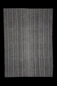 Grey Turkish Rug Black And White Striped Gray Kilim Rug 7x10 Feet  222,310