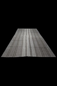 Black And White Striped Turkish Gray Kilim Rug 7x10 Feet  210,310 - Grey Turkish Rug  $i