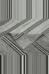 Black And White Striped Turkish Gray Kilim Rug 7x10 Feet 210,310 - Grey Turkish Rug $i