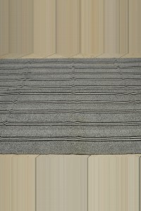 Black And White Striped Turkish gray Kilim rug 7x9 Feet 210,264 - Grey Turkish Rug $i