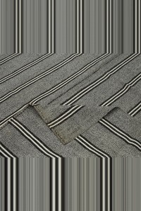 Black And White Striped Turkish gray Kilim rug 7x9 Feet 210,264 - Grey Turkish Rug $i