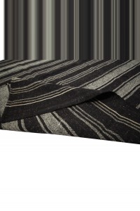 Black And White Striped Turkish Kilim rug 7x10 Feet  212,305 - Goat Hair Rug  $i