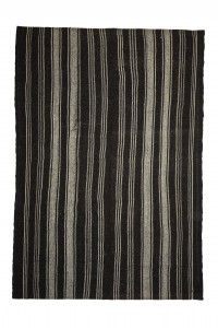 Goat Hair Rug Black And White Striped Turkish Kilim rug 7x10 Feet  212,305
