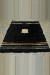Black And White Turkey Siirt Blanket Kilim Rug 4x7 135,198 - Turkish Natural Rug  $i