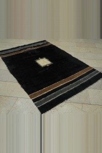 Black And White Turkey Siirt Blanket Kilim Rug 4x7 135,198 - Turkish Natural Rug  $i
