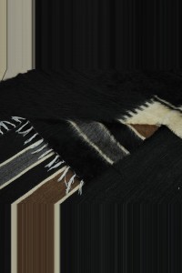 Black And White Turkey Siirt Blanket Kilim Rug 4x7 135,198 - Turkish Natural Rug  $i