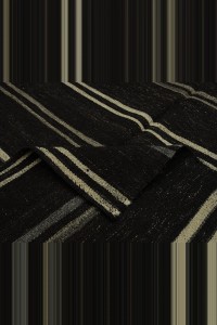 Black And White Turkish Kilim Rug 5x11 Feet 145,340 - Goat Hair Rug $i