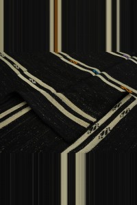 Black And White Turkish Kilim Rug 7x10 Feet 205,320 - Goat Hair Rug $i