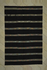 Goat Hair Rug Black And White Turkish Kilim Rug 7x10 Feet  205,320