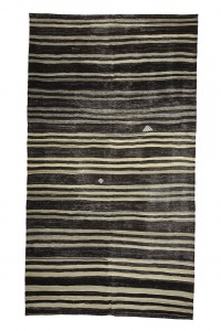 Goat Hair Rug Black And White Turkish Kilim rug 7x12 Feet  210,372