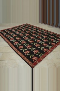 Black Pink Turkish Kilim Rug 8x10 Feet  228,300 - Turkish Kilim Rug  $i