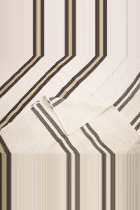 Black Stripe White Hemp Kilim Rug 6,6"x9" 202,282 - Turkish Hemp Rug  $i