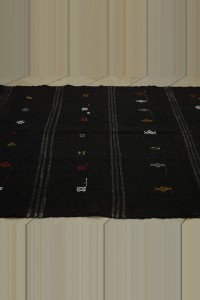 Black Turkish Kilim Rug 5x9 Feet 162,286 - Goat Hair Rug $i