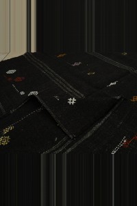 Black Turkish Kilim Rug 5x9 Feet 162,286 - Goat Hair Rug $i