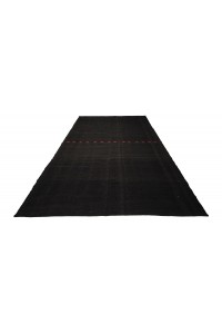 Black Turkish Kilim Rug 7x11 Feet 207,320 - Goat Hair Rug $i