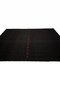 Black Turkish Kilim Rug 7x11 Feet 207,320 - Goat Hair Rug $i