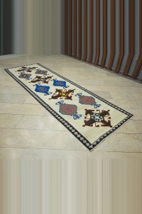 Blue Brown Kilim Rug Runner 4x11 Feet 110,340 - Turkish Rug Runner  $i