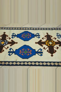 Blue Brown Kilim Rug Runner 4x11 Feet 110,340 - Turkish Rug Runner  $i