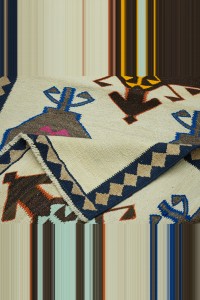 Blue Brown Kilim Rug Runner 4x11 Feet 110,340 - Turkish Rug Runner  $i