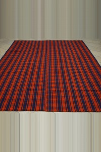 Blue Orange Cotton Kilim Rug 8x10  237,317 - Turkish Kilim Rug  $i