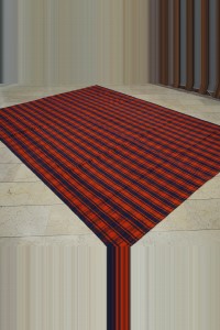 Blue Orange Cotton Kilim Rug 8x10  237,317 - Turkish Kilim Rug  $i
