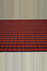 Blue Orange Cotton Kilim Rug 8x10  237,317 - Turkish Kilim Rug  $i