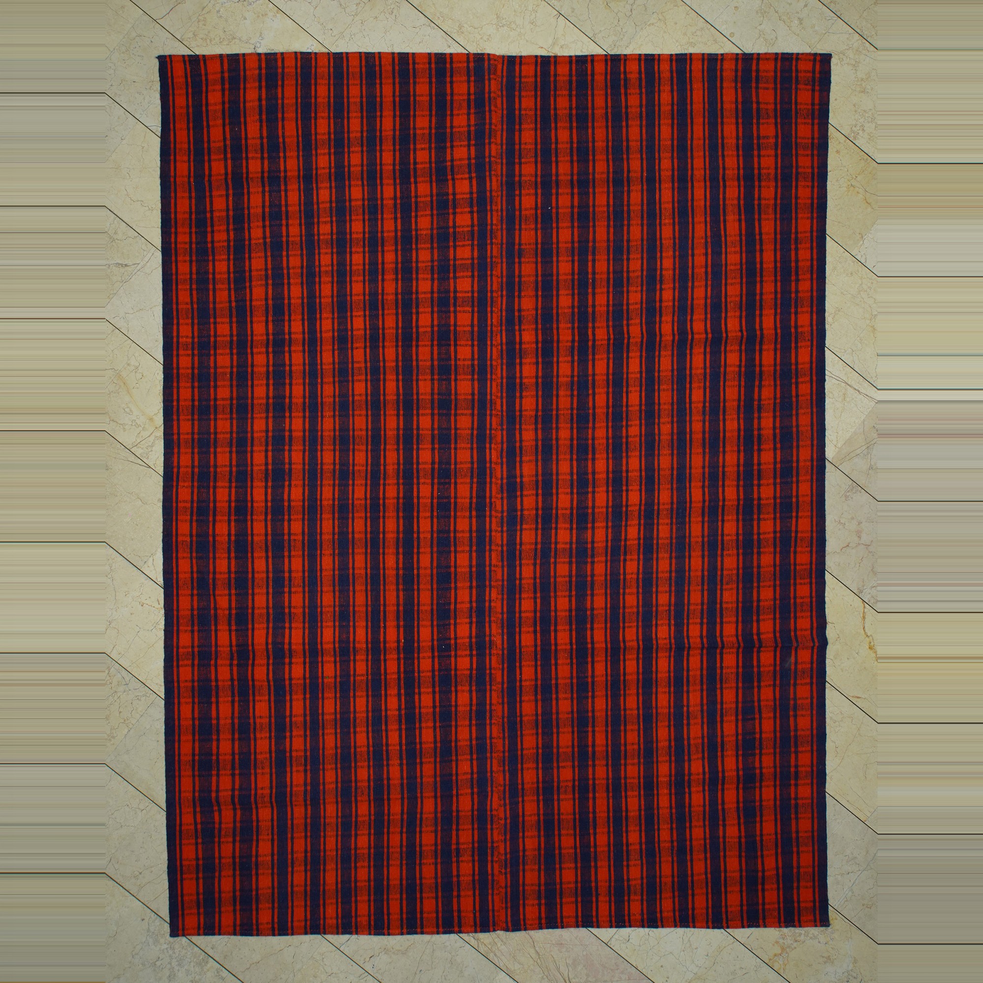 Blue Orange Cotton Kilim Rug 8x10  237,317 - Turkish Kilim Rug