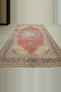 Blue Red Turkish Carpet Rug 7x11 200,325 - Oushak Rug $i