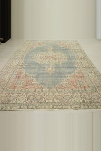 Blue Vintage Oushak Carpet Rug 7x10 Feet 214,312 - Oushak Rug $i
