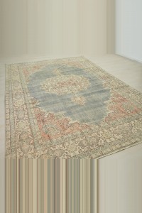 Blue Vintage Oushak Carpet Rug 7x10 Feet 214,312 - Oushak Rug $i