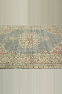 Blue Vintage Oushak Carpet Rug 7x10 Feet 214,312 - Oushak Rug $i