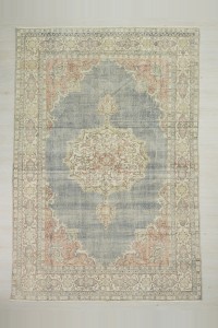 Blue Vintage Oushak Carpet Rug 7x10 Feet 214,312 - Oushak Rug $i