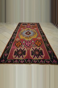 Blue Yellow Turkish Long Kilim Rug 6x12 Feet  176,375 - Turkish Kilim Rug  $i