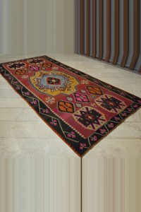 Blue Yellow Turkish Long Kilim Rug 6x12 Feet  176,375 - Turkish Kilim Rug  $i