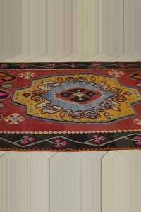 Blue Yellow Turkish Long Kilim Rug 6x12 Feet  176,375 - Turkish Kilim Rug  $i