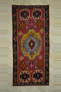 Turkish Kilim Rug Blue Yellow Turkish Long Kilim Rug 6x12 Feet  176,375